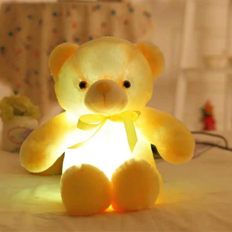 30 سم 50 سم ملونة توهج دمية دب مضيئة أفخم ألعاب Kawaii Light Up LED محشو دمية عيد الميلاد