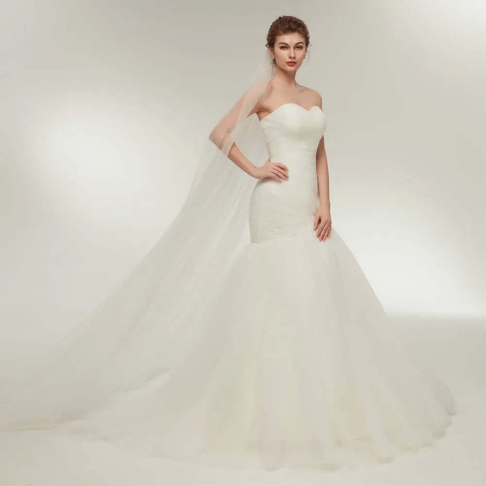 Enkel sjöjungfrun Tulle White Wedding Dresses Pleated Sweetheart Plus Size Arabic Corset Stock Brud Dress Brudklänningar Stock 2163546021