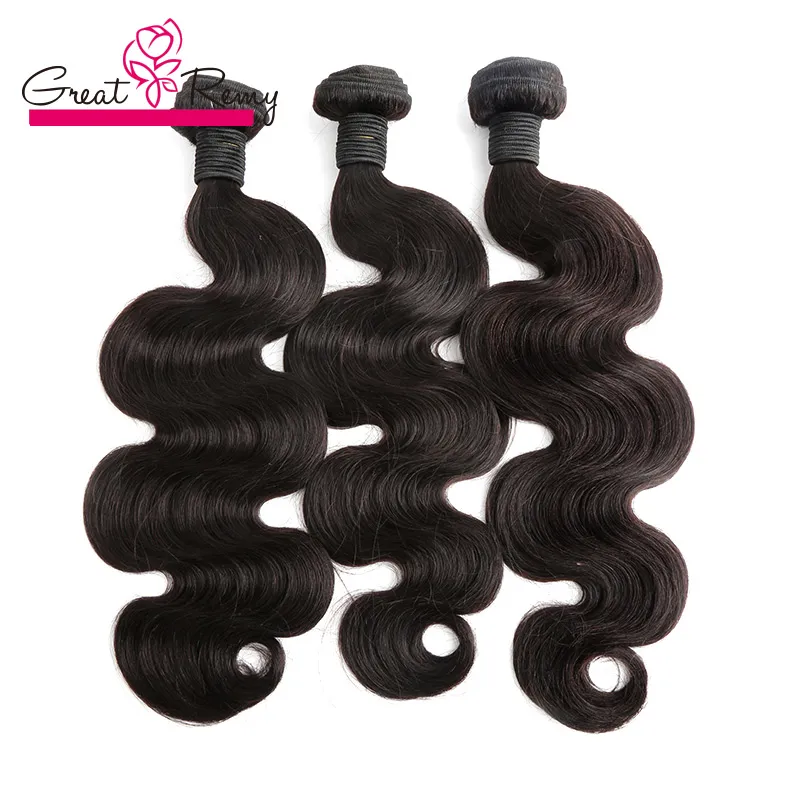 Greatremy® Donor Brazilian Virgin Hair Weave Bundles Natural Black Body Wave Straight Curly Human Hair Extensions 300g