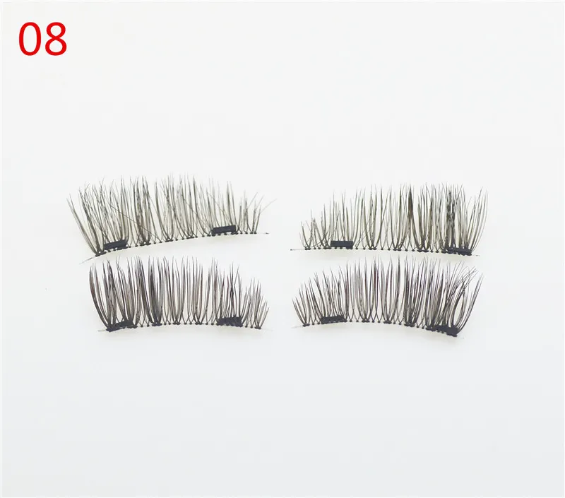 Cils magnétiques doubles dorés de qualité, 8 styles, 3D en vison, réutilisables, sans colle, 4 pièces, e, par dhl6586224