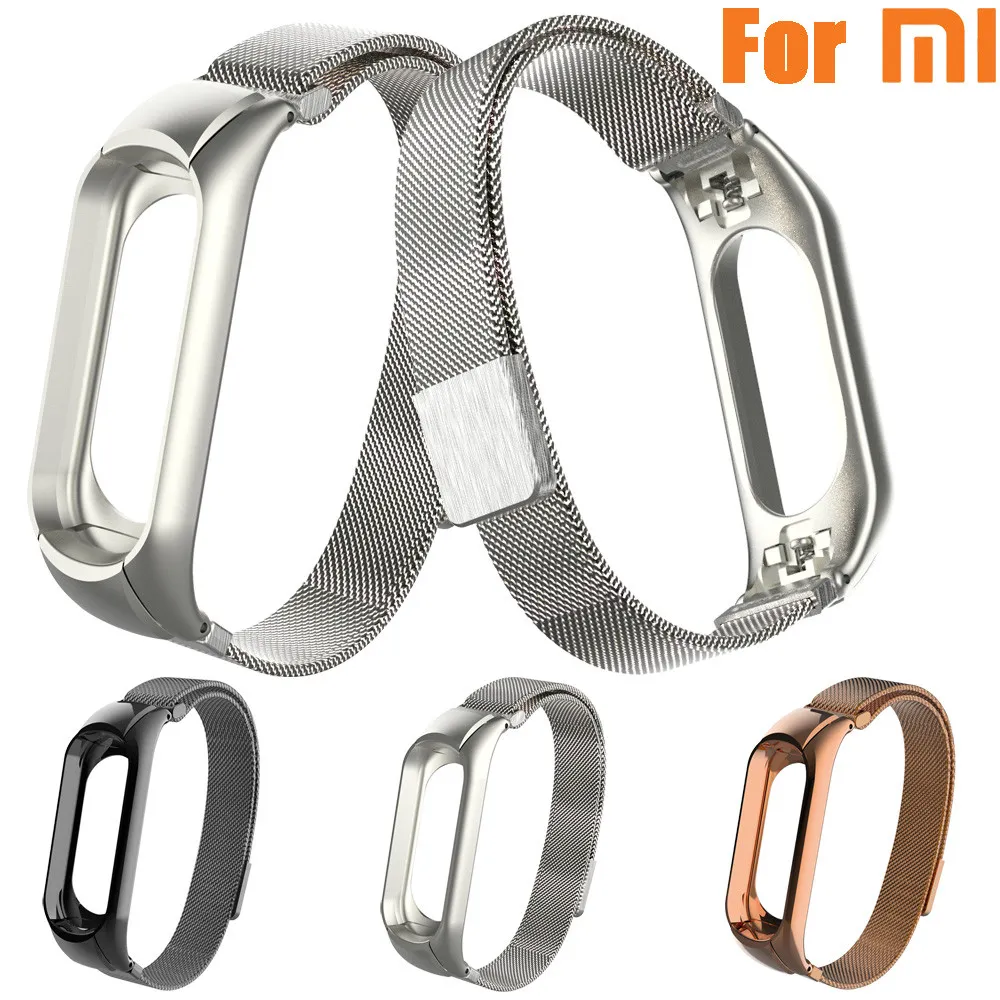 Nyaste Watchband Strap Milanese Magnetic Loop Rostfritt stål Armbandsband Watch Bands Armband för Mi Band 3