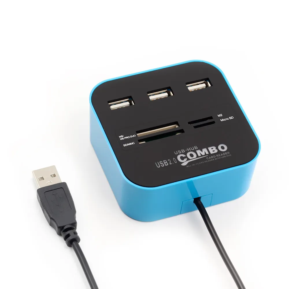 Micro USB Hub 2.0, 3 Ports + lecteur de carte SD TF, Combo USB haute vitesse, séparateur USB tout-en-un pour ordinateur portable et de bureau