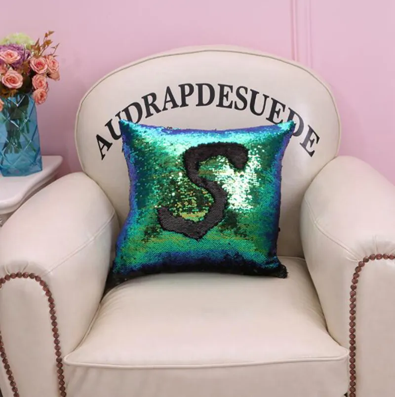 Pailletten Kissenbezug Reversible Pailletten Meerjungfrau Glitter Sofa Kissenbezug Kissenbezug Doppel Farbe Pillowslip Case cover