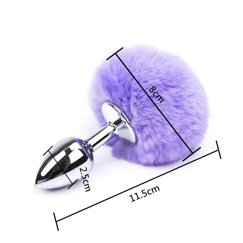 Small Size Metal Rabbit Tail Anal Plug Stainless Steel Bunny Tail Butt Plug Anal Sex Toys for Women Adult Sex Products