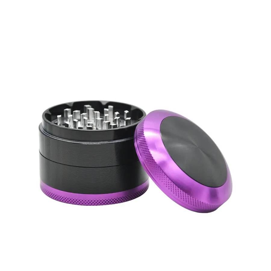 Smerigliatrice Per Erbe In Alluminio 4 Pezzi Con Finestra | Grinder Magnetico Con Raccolta Polline Nero/Viola