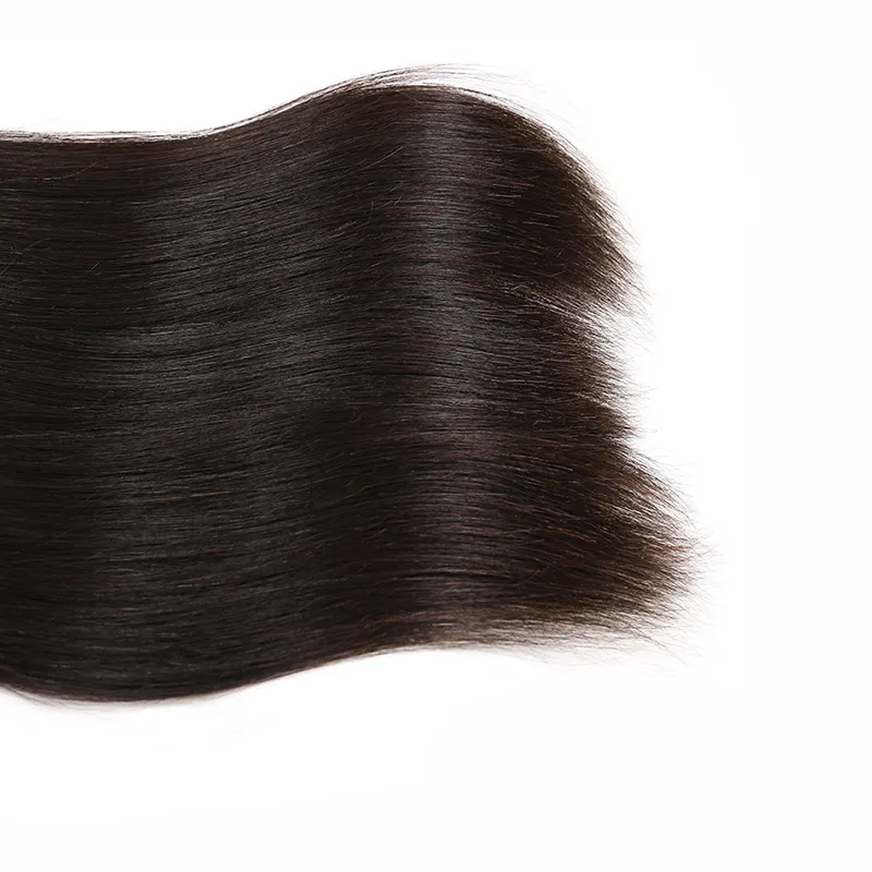 Rak mänskligt hårbuntar med frontal Billiga brasilianska Virgin Hair Weave 3 buntar med 13x4 spets frontal naturlig färg hår förlängning