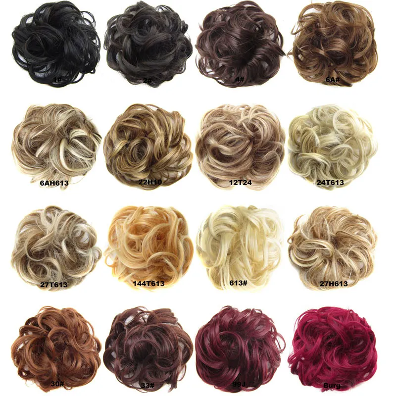 Cabelo sintético Chignon Donut Black Brown 45Colors 30G Bun Pad Chignon Elastic Hair Cordilheira Faixa de borracha Extensões