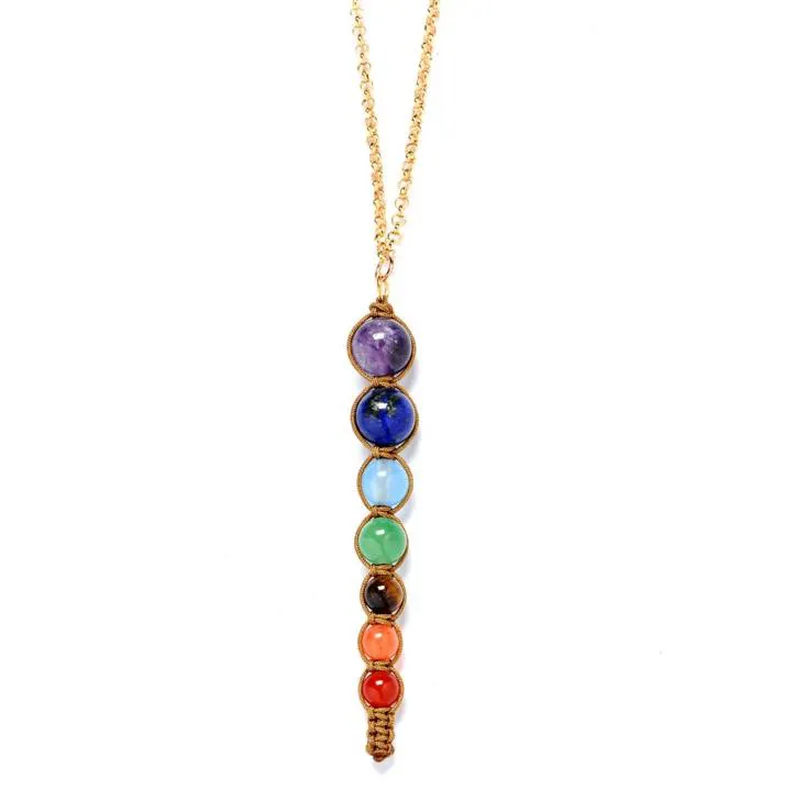 Multicolor Lava 7 Chakra Healing Balance Beads Necklace Women Necklaces & Pendants Reiki Spiritual Yoga Jewelry Pendant Necklace