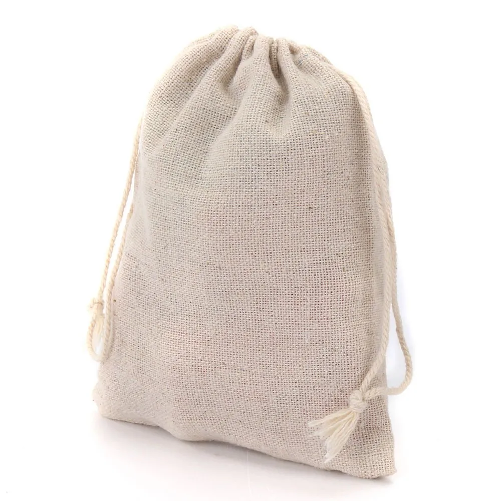 Petits sacs cadeaux en mousseline avec cordon de serrage, pochettes à bijoux Vintage en coton et lin, étui d'emballage, porte-faveur de mariage, plusieurs tailles, sacs en jute C243b