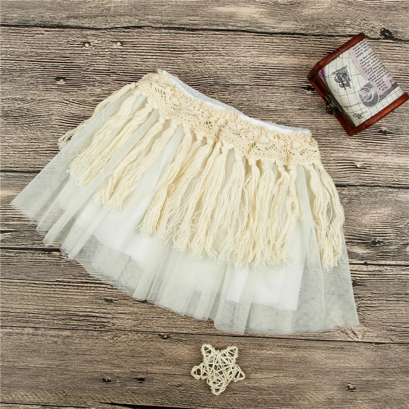 Baby Girl Clothes 2018 Sommarflickor Klänningar Tassel Gauze Tutu Lace Party Princess Kjolar Nyfödda Kjol Kläder Spädbarn Toddler Kids kläder