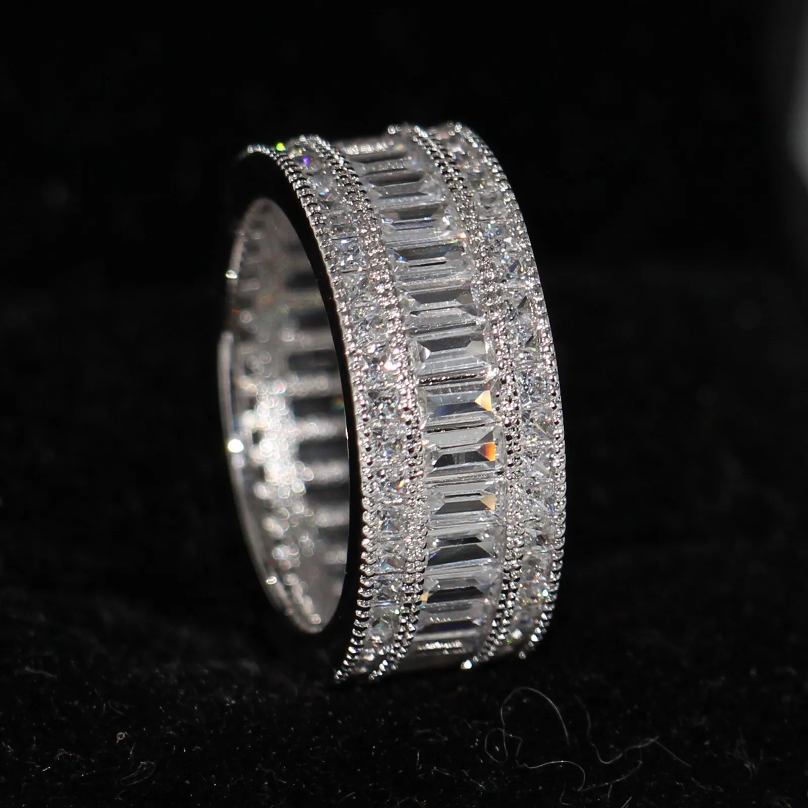 hele nieuwe mooie volledige prinses gesneden witte topaz diamonique gesimuleerde diamant 10kt witgouden gf trouwband ring s2743