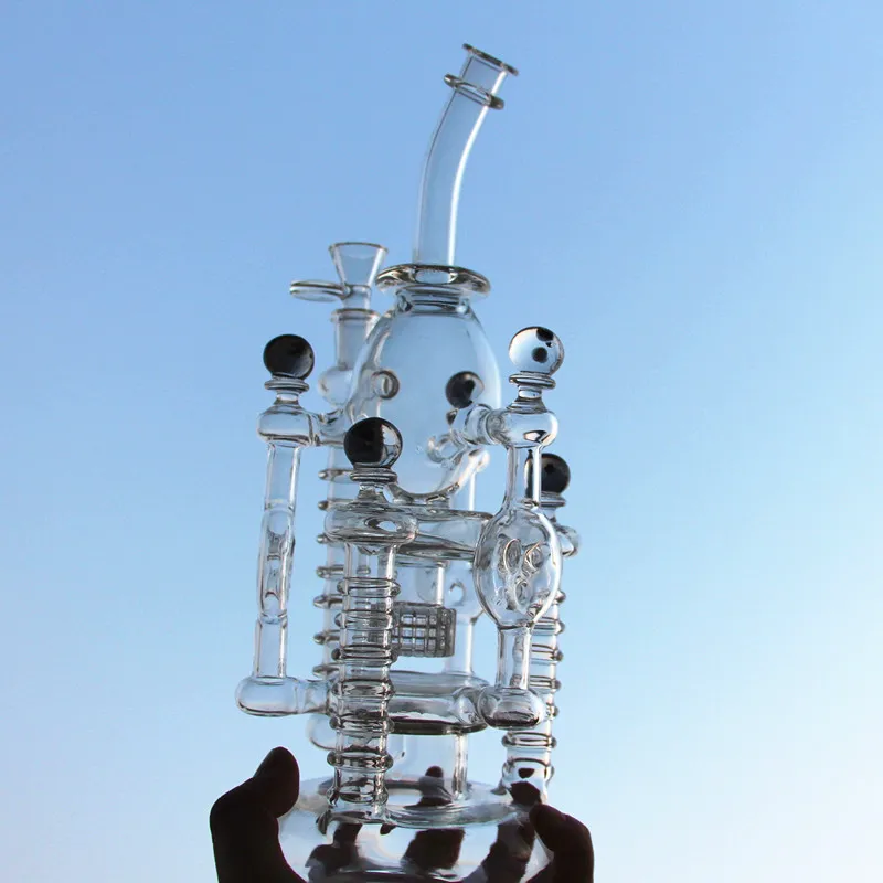 Bongs eieren Nieuwe hoge complexiteit glazen bong 12" Recycler bong vogelkooi waterleidingen booreiland bongs bubbler Mobius Matrix zijspan glazen bongs