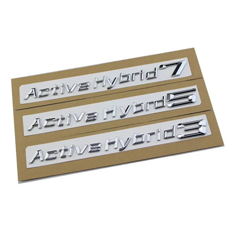 Nouveau 3D Chrome Argent et Noir Actif Hybride 3 5 7 Coffre Couvercle Arrière Emblèmes Badge Noir Lettres pour BMW 3-5-7 Série