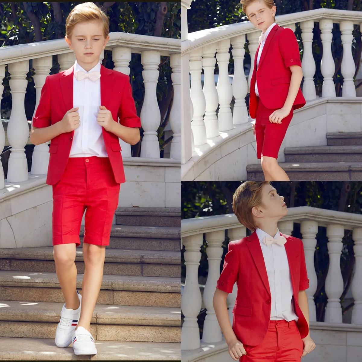 Garçons D'été Tuxedo Garçons Dîner Costumes Garçons Costumes Formels Smoking pour Enfants Tuxedo Occasion Formelle Costumes Rouges Pour Petits Hommes Deux Pièces