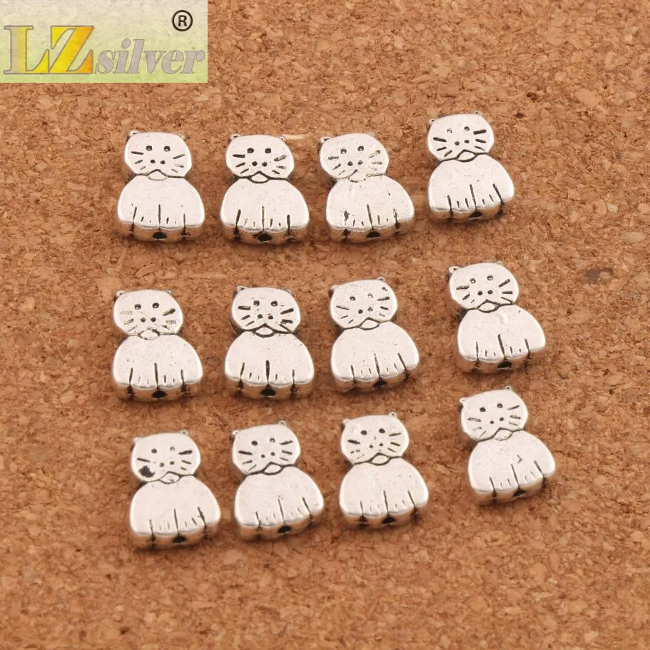 / 고양이 금속 스페이서 비즈 11X8.5mm 골동품 실버 스페이서 느슨한 구슬 만들기 결과 L597 만들기 보석