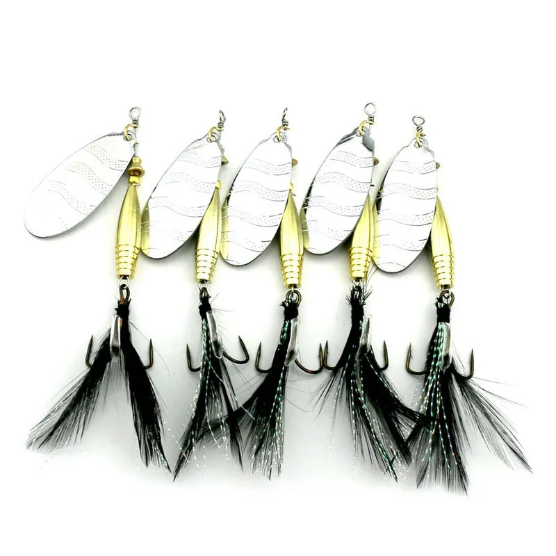 Feather Fishing Hooks Set With Rooster Tail And Spinners For Trout Tackle  Chatter Baits, 9.1CM 15G Weight From Lzsansan, $7.77