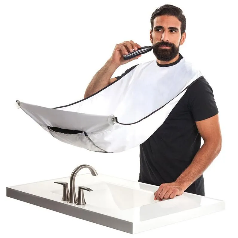 Hommes barbe tablier conception brève garniture receveur Cape évier rasage coupe outils de nettoyage noir blanc 2 couleurs 8355959