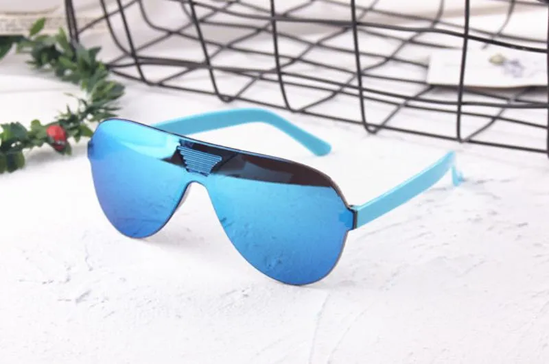 Kids Sunglasses Cool Pilot Mercury Shield Goggles Fashion Rimless Sun Glasses Eyewear For Girls And Boy Mix Colors