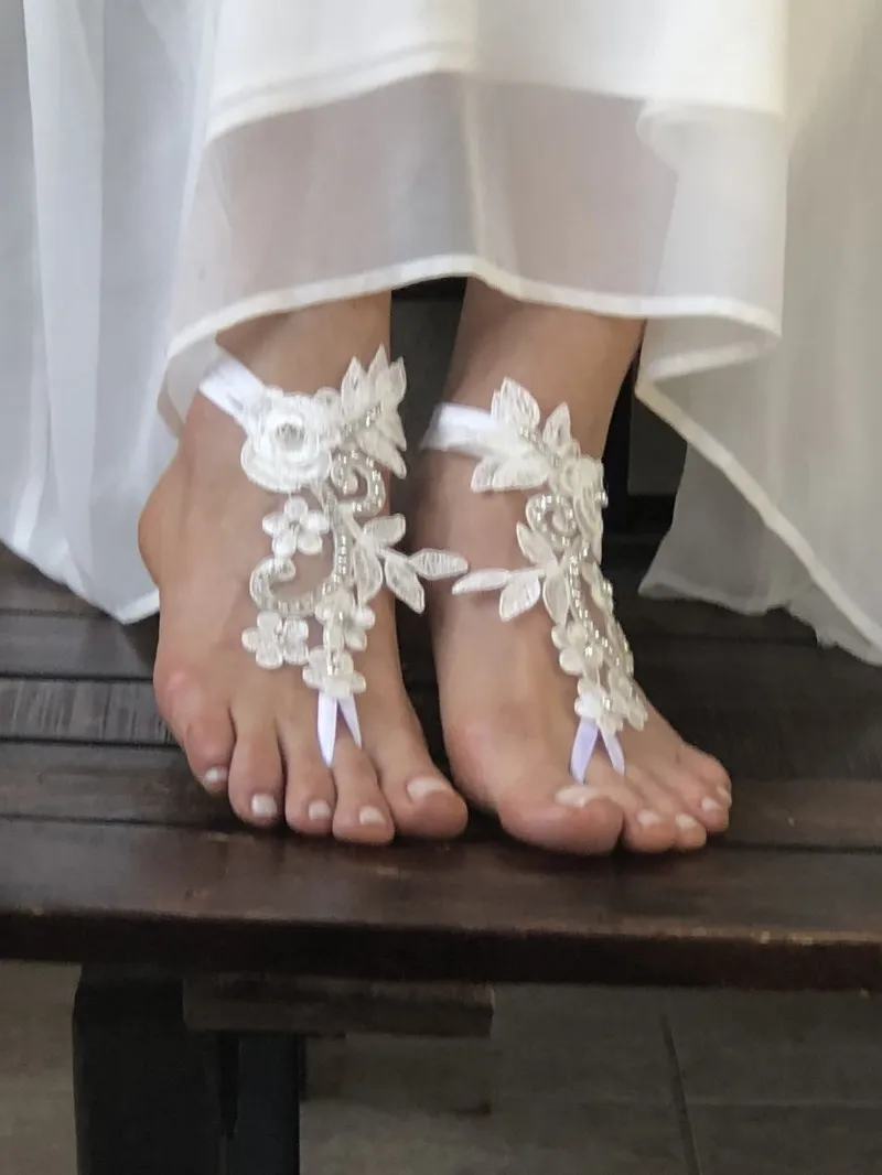 New Arrival Custom Lace Up Bridal Anklets For Wedding With Beaded