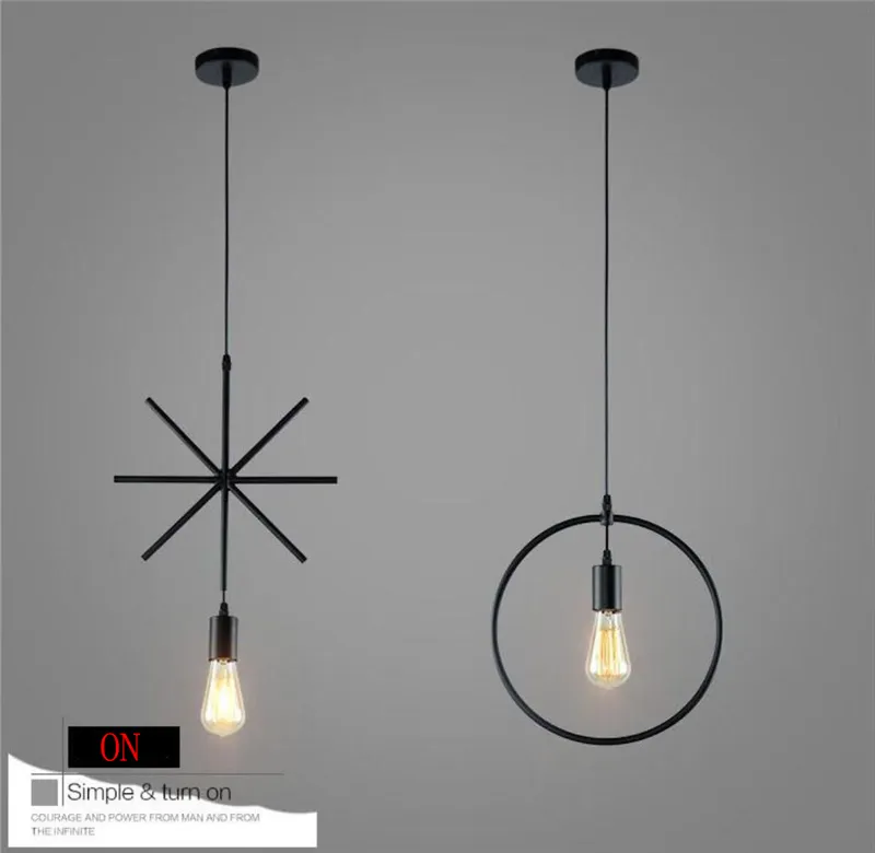 Modern LED Sarkıt Geometrik Şekil Demir E27 Lamba Tutucu 90-260 V Kahve Dükkanı Bar Fuaye Yemek Odası Kapalı Aydınlatma