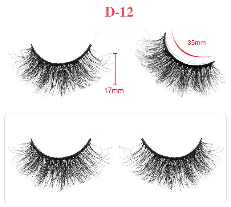 3D nerts valse wimpers oog make-up extensie 100% echte nertsen natuurlijke dikke valse valse wimpers oog wimpers make-up 3 paren / doos dropshipping