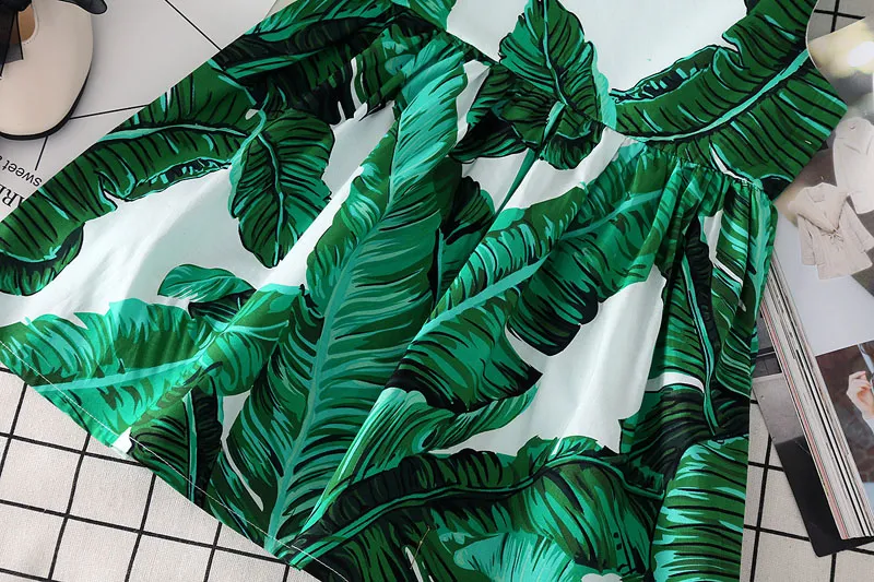 Neonate Stampa foglie verdi Abito da spiaggia bambini Reggicalze floreale con foglie di banana Abito da principessa 2018 Estate Boutique Abbigliamento bambini