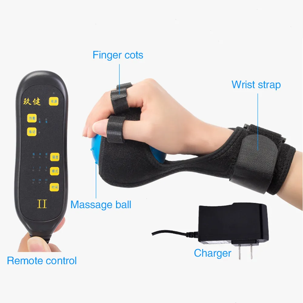 Multifunctional Electric Hot Compress Stroke Hemiplegia Fingers Recovery Massager Infrared Therapy Ball Finger Massage Rehabilitation Passiv