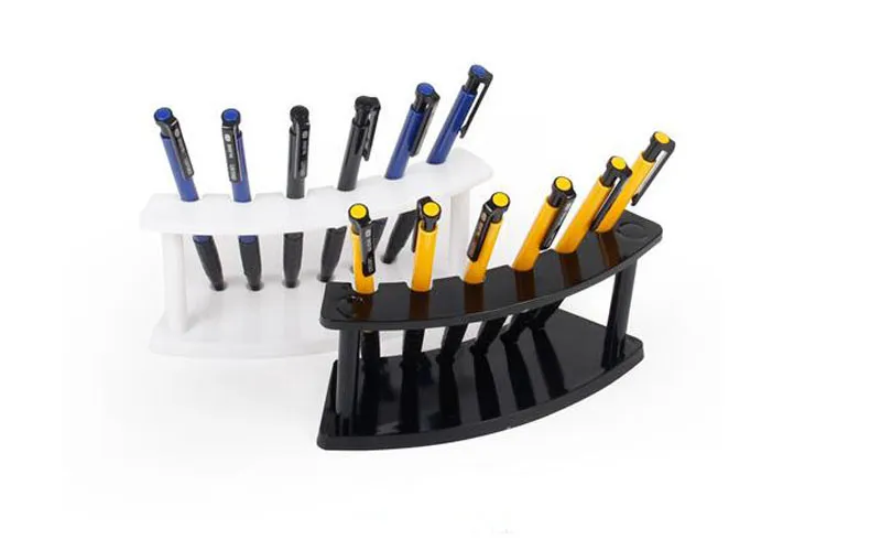 6 Slot Plastic Pen Sieraden Display Houder Stand Rack Hoge Kwaliteit Clear Black White Pen Holder Desk Organizer ZA5893