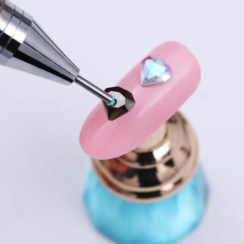 Sıcak Yüksek Kalite Çift Kafa Tırnak Süsleyen Kalem Nail Art Süsleyen Araçları Rhinestone Çiviler Seçici Balmumu Kalem Elmas Kolu