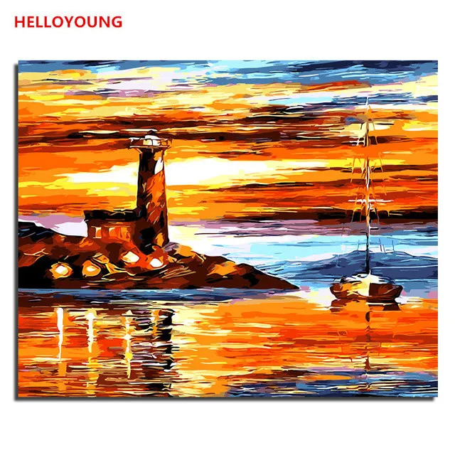 YEESAM ART Dipingere con i numeri, adulti e bambini, colore arancione