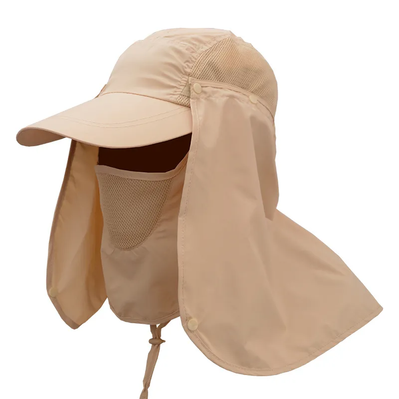 Polyester Sunhat Removable Outdoor Sports Sunscreen Hats Men's Fishing Summer cycling quick-dry Protective Headband Neck