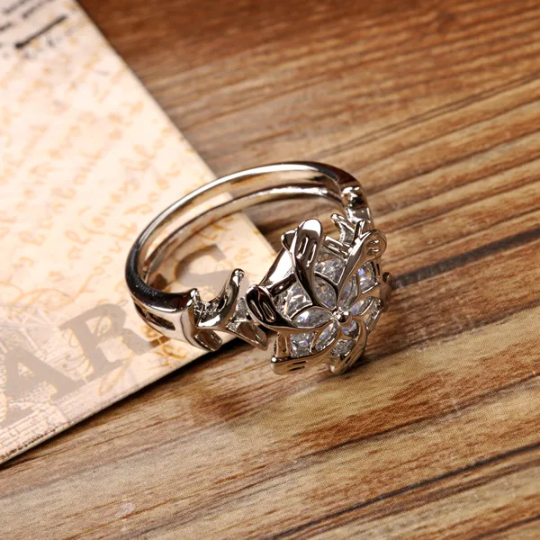 ファインジュエリー女性100％リアル925 Soild Sterling Silver Rings Lotr Galadriel Nenyaジルコンの新着結婚式のバンドリング