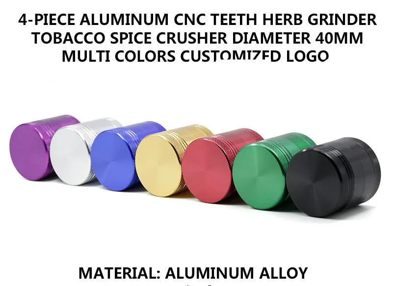 40MM aluminum alloy CNC four layer fume shredding device spot multi color foreign trade fume grinder