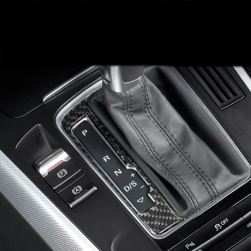 Console in fibra di carbonio per auto pannello cambio adesivi per telaio pomello del cambio decorazioni accessori per Audi A4 B8 A5 Q5 Car Styling315A