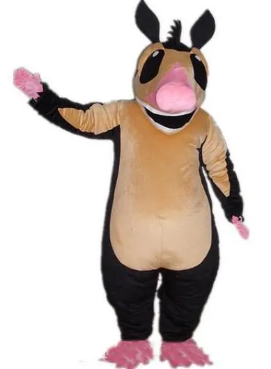 2018 Discount vente d'usine un costume de mascotte de souris noire avec un ventre marron pour adulte à porter