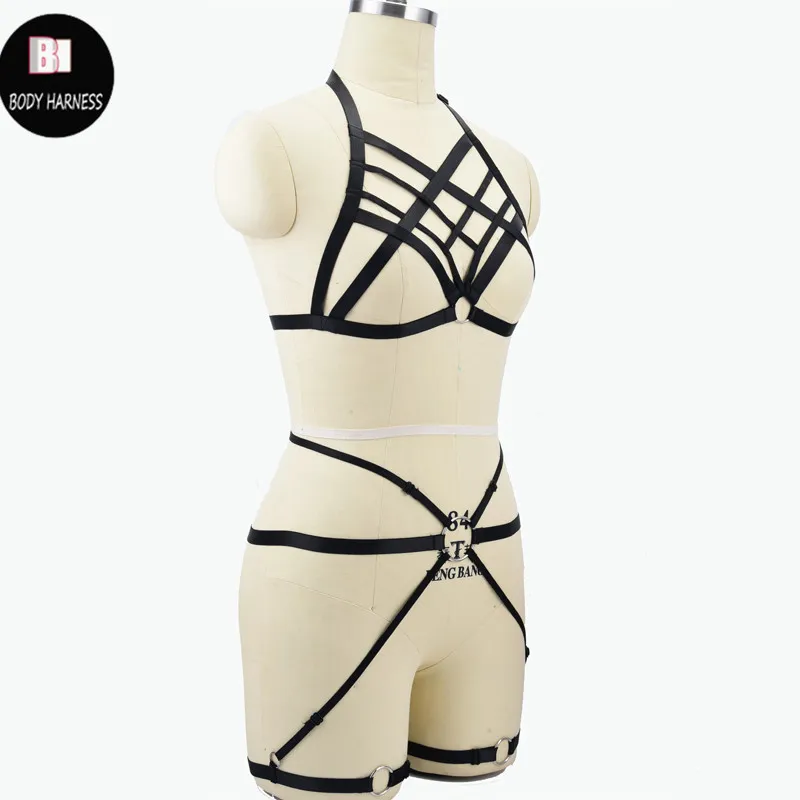 Harness Bondage Garter Belt Stockings Body Suit Black Harness Fetish Wear  Gothic Top Cage Bra Harness Sexy Adjustable Briefs From Charitystore, $14.2