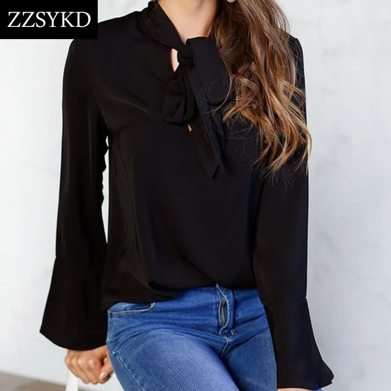 ZZSYKD 2018 Nueva Camisa De Mujer Blusa Femenina Blusa De Gasa Blanca Blusa De Manga Larga Tops Y Blusas Para Mujer Ropa De Mujer SEXY De 13 94 DHgate