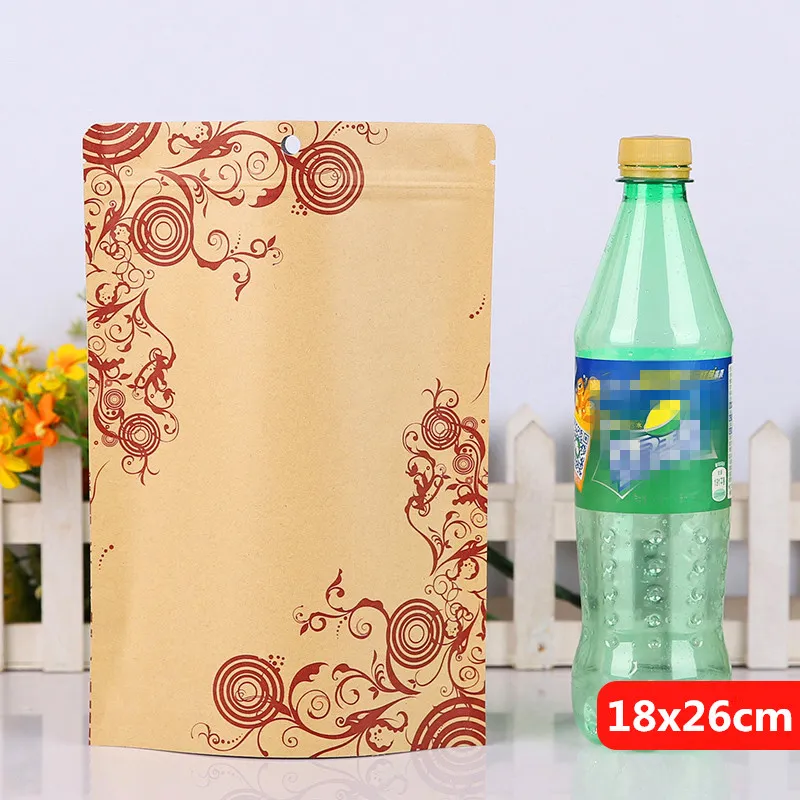 18x26cm printing stand kraft paper laminating aluminum foil ziplock packaging bags mylar food tea baking reusable heat sealing package pouch