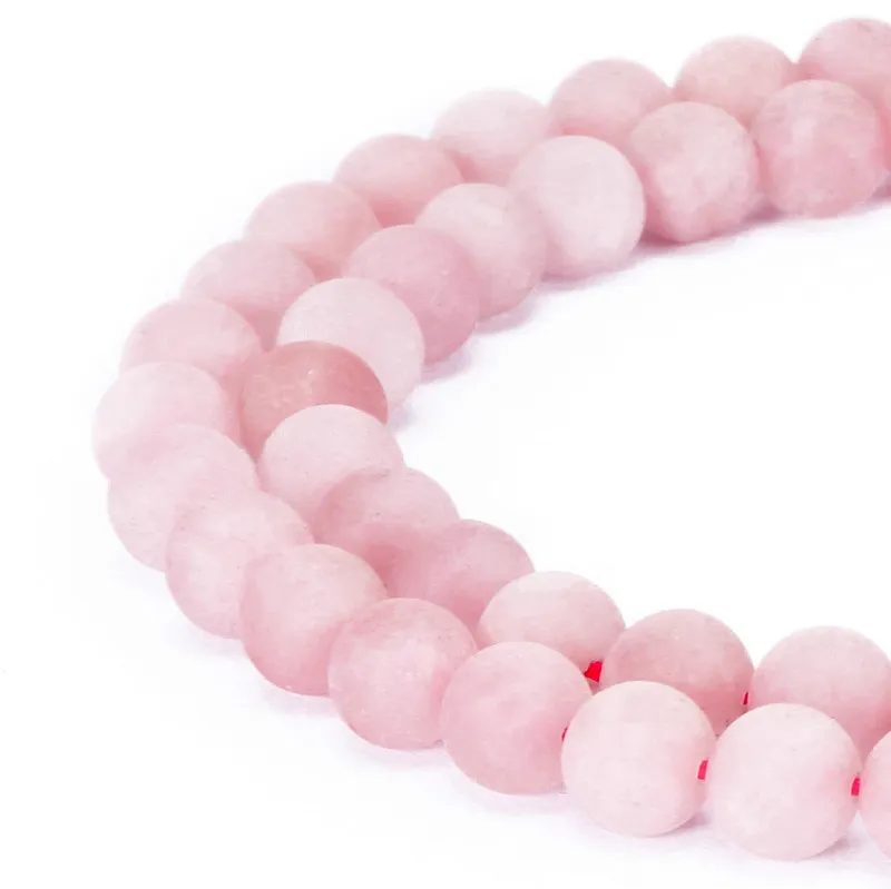 4mm 6mm 8mm 10mm 12mm grânulos de pedra natural redondo lindo Matte rosa rosa quartzo froux frouxe para jóias diy fazendo pulseira