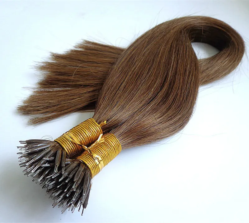 elibess varumärke nano ring hårförlängningar 100 mänskliga jungfru remy hårväv obearbetade hårstrån 1g st 150s en parti