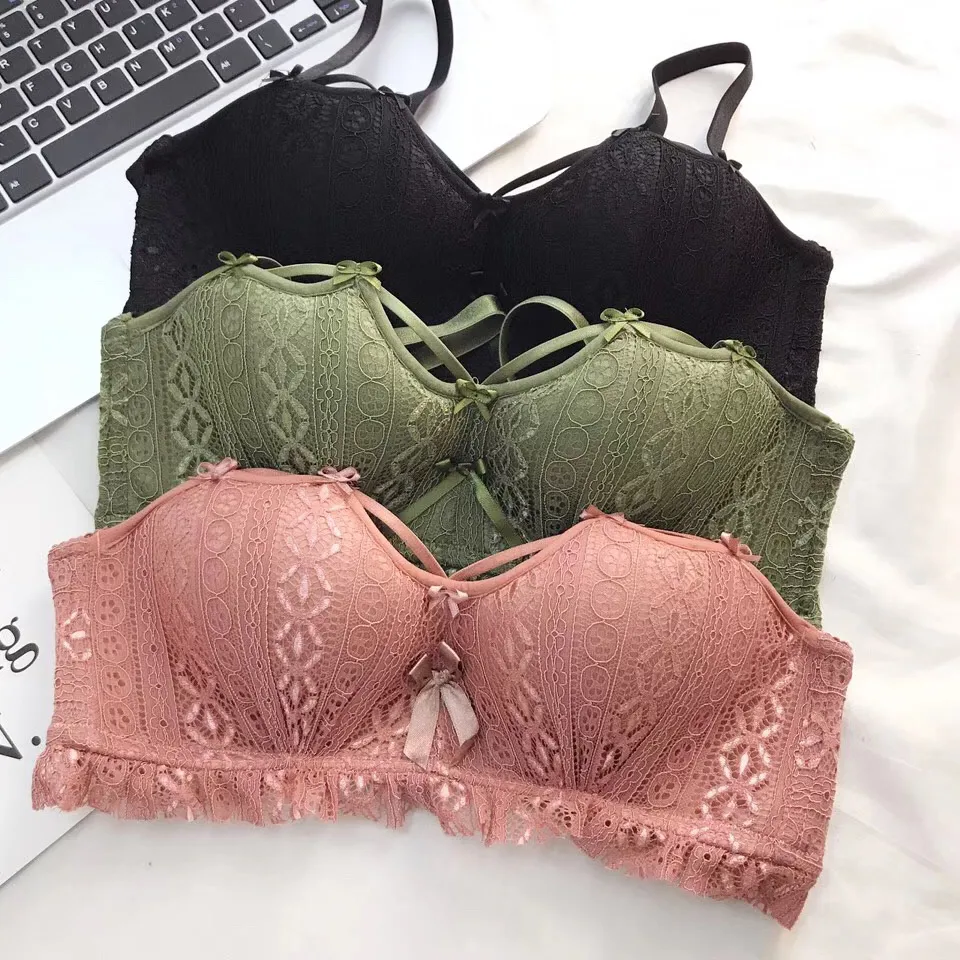 Floral Lace Embroidery Small Adjustable Bra Set Hollow Out Bra With Hand  And Panties Wire Free Underwear Lingerie For Girls From Neinei, $12.49