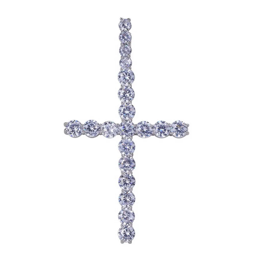 Hip Hop Iced Out Ankh-Kreuz-Anhänger-Halskette, 4 mm Tenniskette, Mikropflaster mit CZ-Steinen, Goldketten für Männer