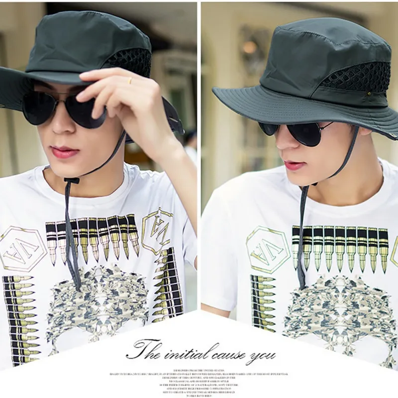 Men Fishing Hat Mesh Summer Fishing Hat Wide Brimmed UV Protection Flap  Breathable Beach Hat From Bulkbuy, $3.81