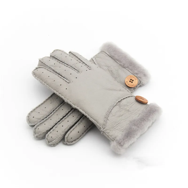 Hele - nieuwe warme winter dames lederen handschoenen echte wollen vrouwen 100% 1946