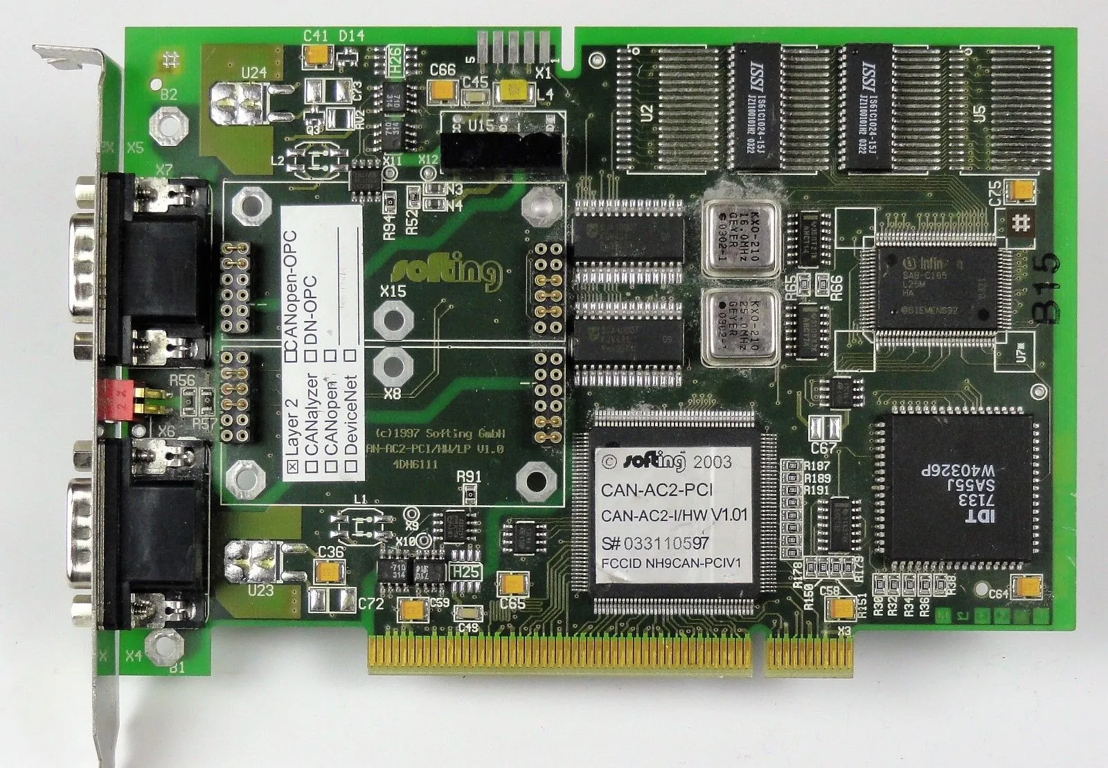 Carte d'équipement industriel SOTING GMBH CAN-AC2-PCI/HW/LP V.10 4DH6111 CAN-AC2-I/HW V1.01