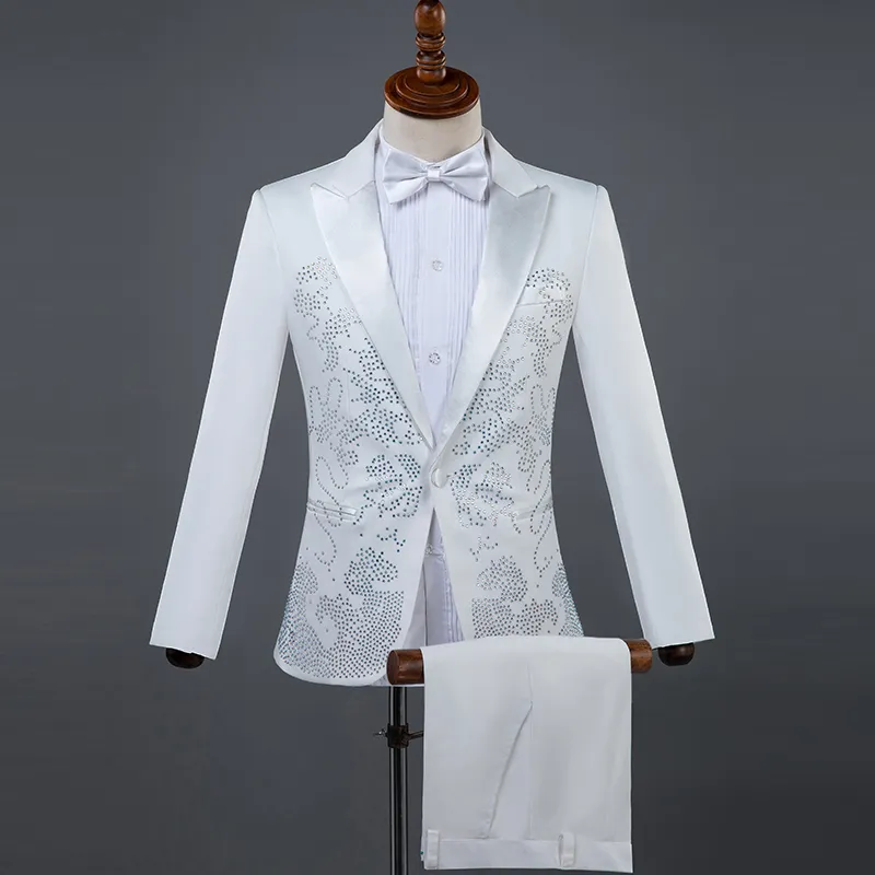 Black White Sparkly Crystal Jacket For Men Stage From Zhgyong