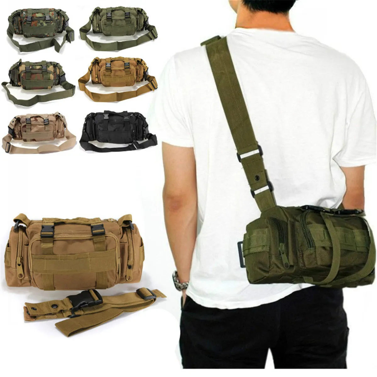 Utomhus sport camouflage ryggsäck ryggsäck camping vandring midja väska pack- multi färg alternativ för att resa med många fickor