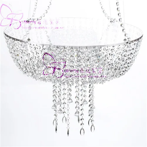 Wedding Faux Acrylic Crystal Chandelier Style Drape Suspended Cake Swing stand Crystal, DIA24" OR 18"