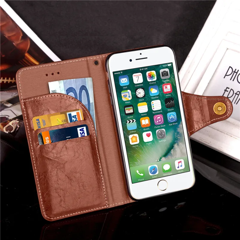 50 Stück Custom Business Wallet Leder TPU Hülle mit Kartenfach für iPhone 7 Plus Samsung S8 Plus S7 Edge Redmi 4X
