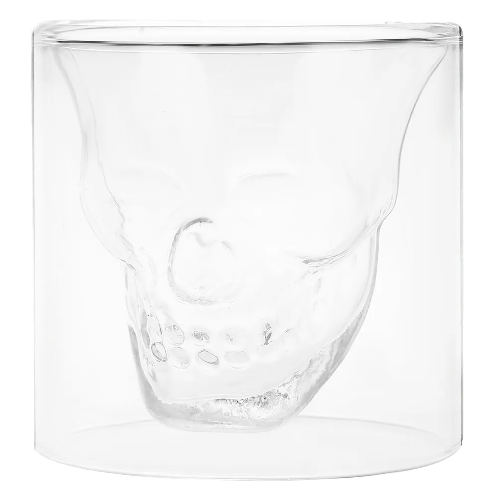 Fancy Crystal Skull Transparent Glass Cup When fill it with your favorite beverage, you will see the miracle